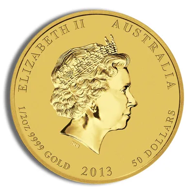 2013 1/2 oz Australia Gold Lunar Snake BU - Series II — reverse view