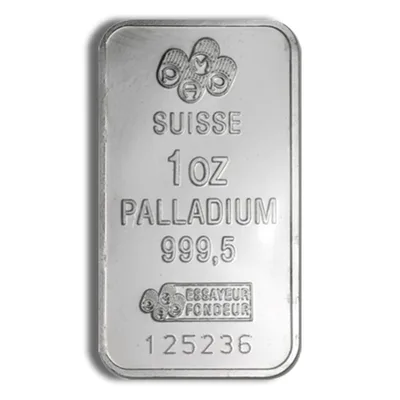 1 oz Palladium Bar - Credit Suisse  (Carded) — reverse view