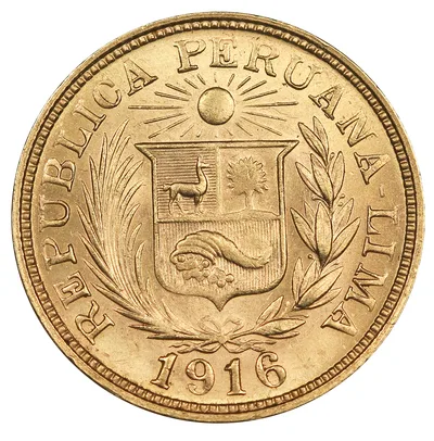 Peru 1 Libra Gold Coin — reverse view