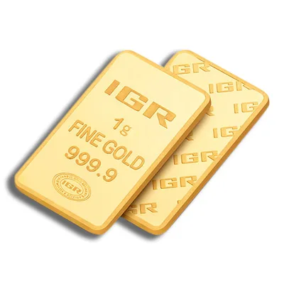 1 gram Gold Bar - IGR Metals (Carded) — reverse view
