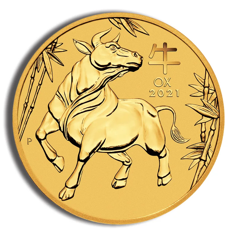 2021 2 oz Australia Gold Lunar Ox BU - Series III — Gold bullion from Standard Bullion