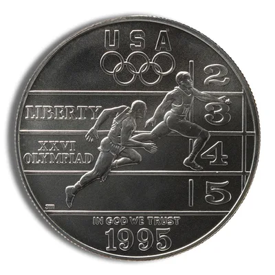 1995-D <body> Track & Field Silver Commem - BU — reverse view