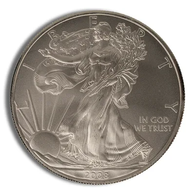 2008-W Burnished Silver Eagle with Box & COA — reverse view
