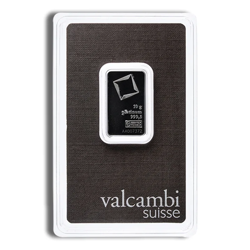 10 gram Platinum Bar - Valcambi (Carded) — Platinum bullion from Standard Bullion