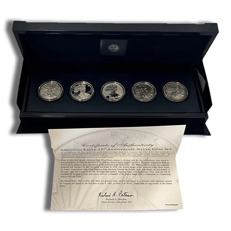 2011 American Silver Eagle 5 Coin Anniversary Set w/ Box & COA — Silver bullion from Standard Bullion