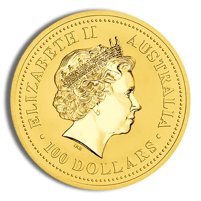 2005 1 oz Australia Gold Lunar Rooster BU - Series I — reverse view