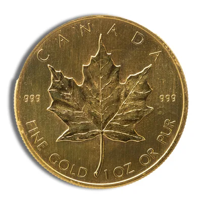 1 oz .999 Gold Maple Leaf (Year Varies) — reverse view