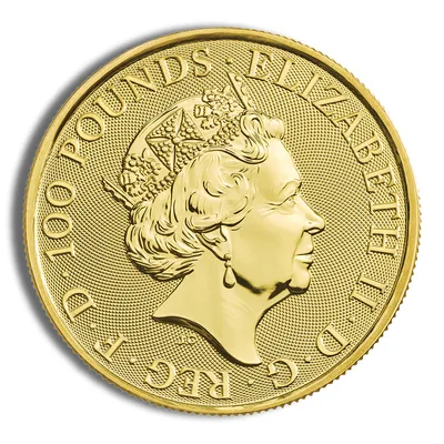 2020 1 oz Great Britain Queen's Beast Gold Coin - White Lion — reverse view