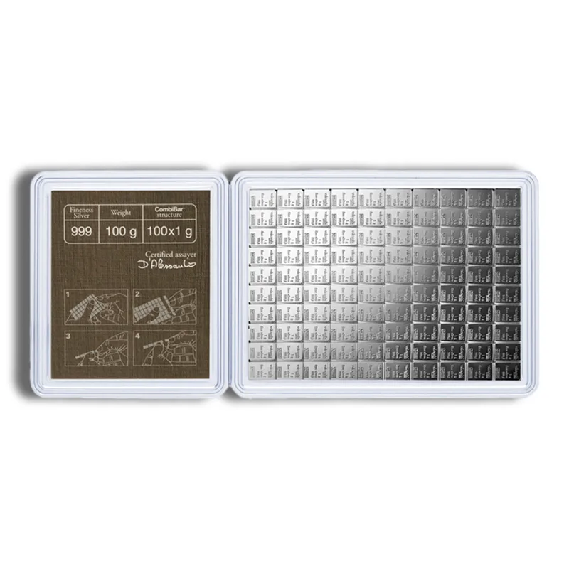 100 x 1 gram Silver Valcambi CombiBar™ (In Assay) — Silver bullion from Standard Bullion