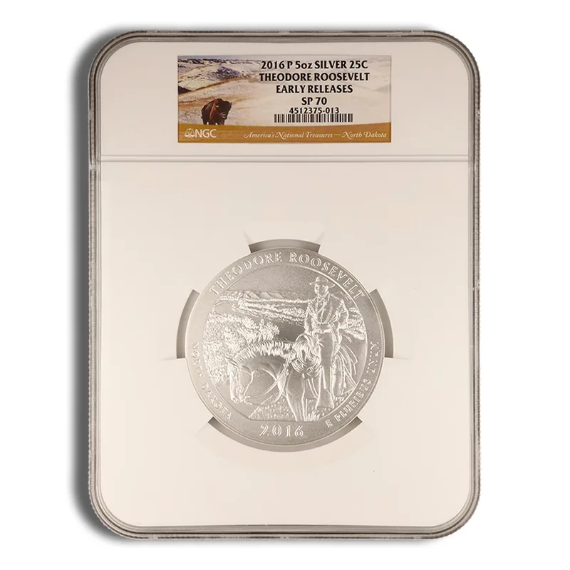 2010 5 oz ATB Yellowstone Silver Coin NGC MS69PL — Silver bullion from Standard Bullion