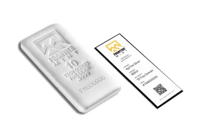 10 oz Silver Bar - Frontier Mint (Frosted) — reverse view