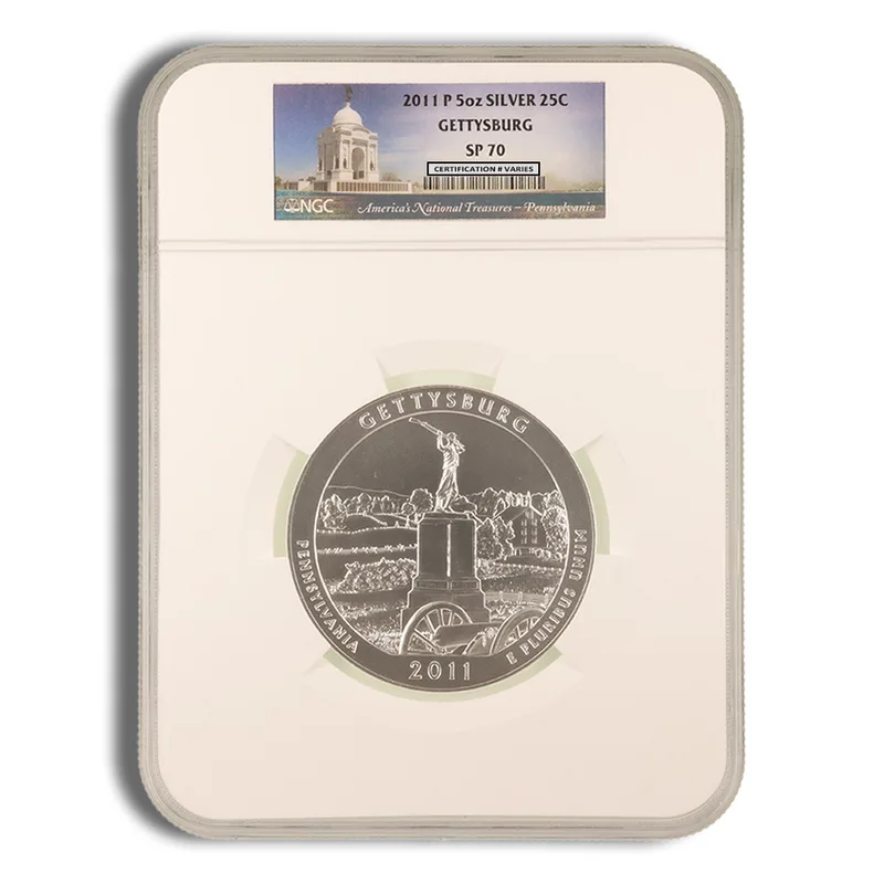 2011-P 5 oz ATB Gettysburg Silver Coin NGC SP70 — Silver bullion from Standard Bullion
