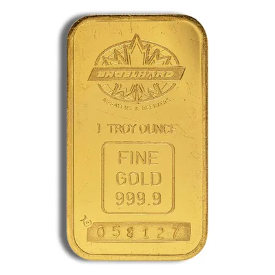 1 oz Gold Bar - Engelhard — reverse view
