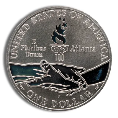 1995-D <body> Olympic Cycling Silver Commem - BU — reverse view