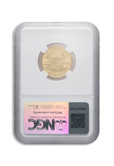 2001 1/4 oz Gold Eagle <body>0 NGC MS70 — reverse view