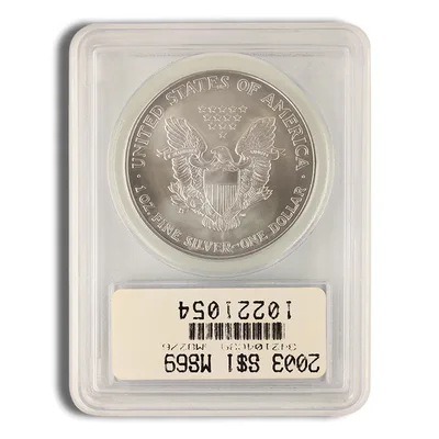 2003 Silver Eagle PCGS MS69 — reverse view