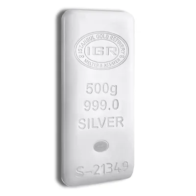 500 Gram Silver Bar - IGR Metals — reverse view