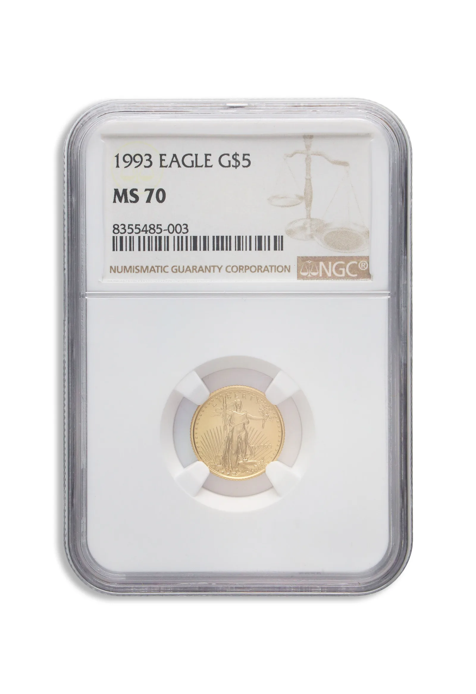 1993 1/10 oz Gold Eagle $5 NGC MS70 — Gold bullion from Standard Bullion