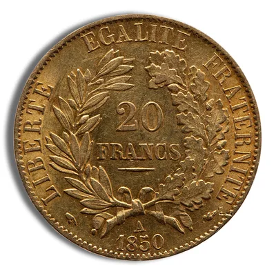 France Gold 20 Francs - Ceres (1849-1851) — reverse view