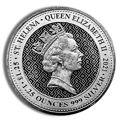 2021 1.25 oz St. Helena Seated Britannia Silver Coin — reverse view