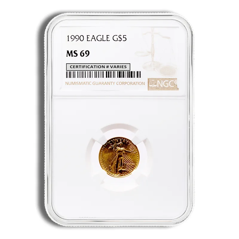 1990 1/10 oz Gold Eagle $5 NGC MS69 — Gold bullion from Standard Bullion
