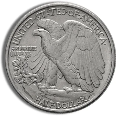 <body> FV 90% Silver Walking Liberty Half Dollars - AU — reverse view