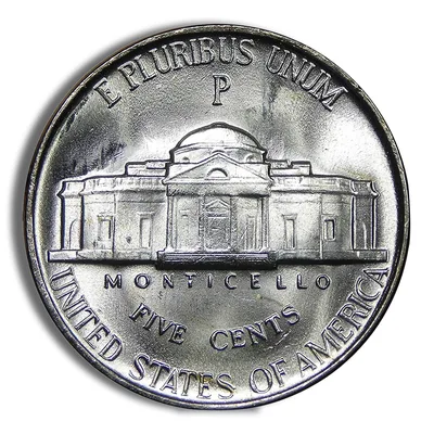 35% Silver War-Time Nickel (1942-1945) — reverse view