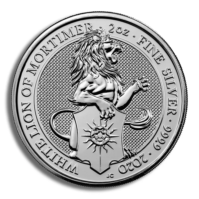 2020 2 oz Silver Great Britain Queen's Beasts - White Lion — Silver bullion from Standard Bullion