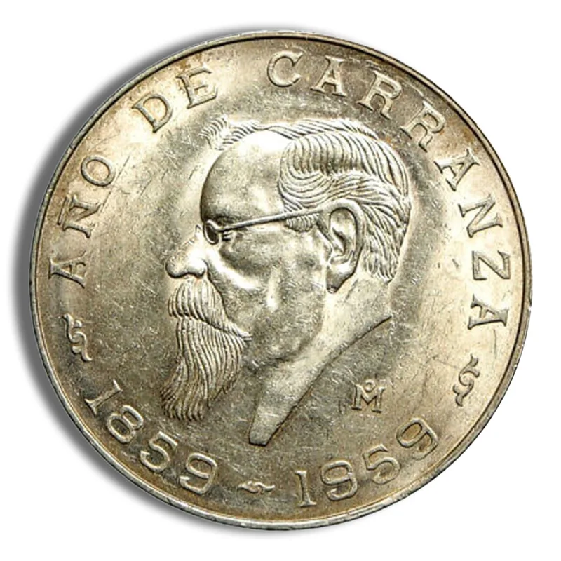 1959 Mexico 5 Pesos Carranza Silver Coin (Avg Circ) — Silver bullion from Standard Bullion