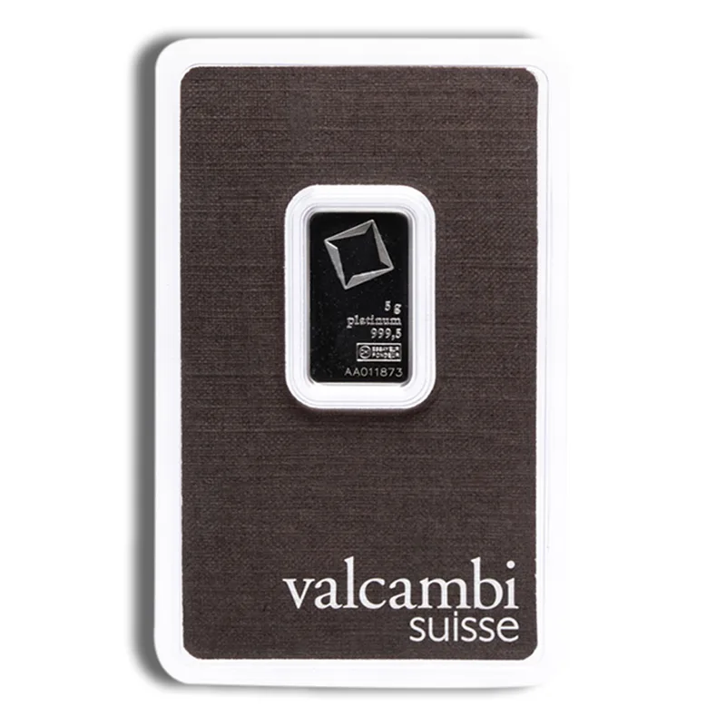 5 gram Platinum Bar - Valcambi (Carded) — Platinum bullion from Standard Bullion